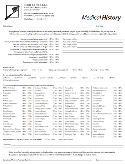 Medical History Form